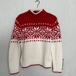 Red White Fair Isle Sweater Knit M